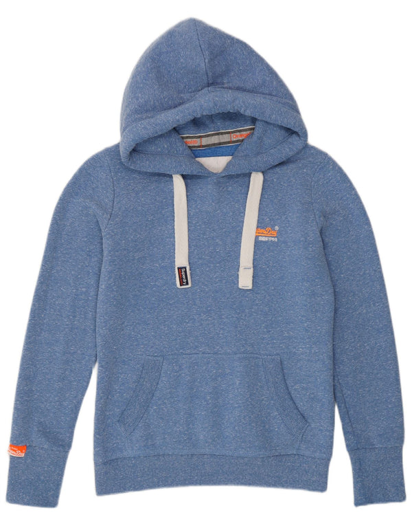 Superdry Damen Kapuzenpullover UK 8 Small Blau geflecktes Polyester