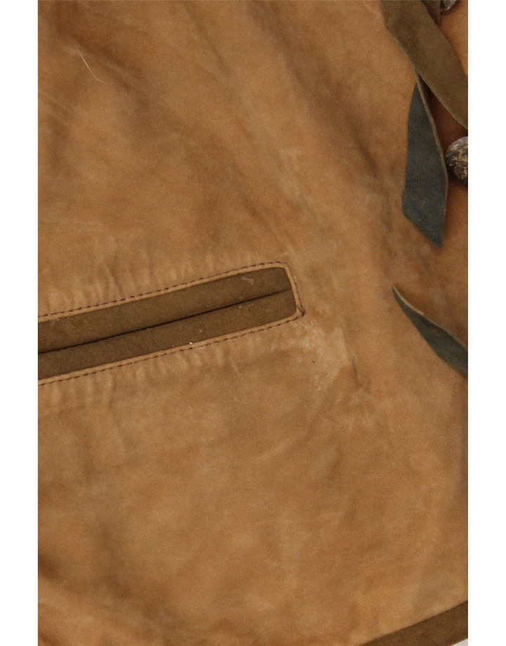 Vintage Damen Trachten Wildlederjacke EU 36 Kleines Beige Leder