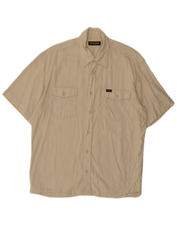 WRANGLER Herren-Kurzarmhemd, groß, beige, Leinen