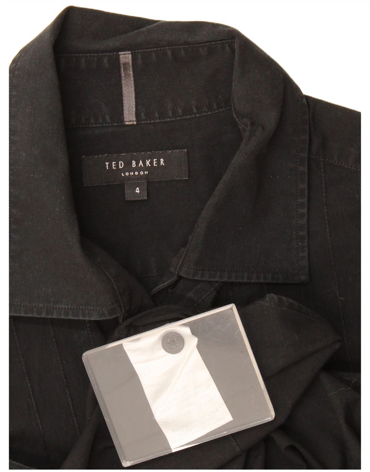 Ted Baker Herren-Kurzarmhemd, Größe 4, groß, schwarze Baumwolle