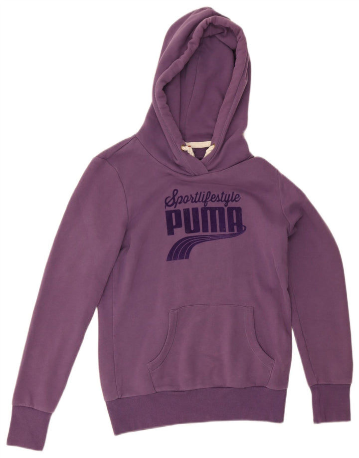 Puma Womens Graphic Hoodie Pullover UK 12 Mittellila Baumwolle