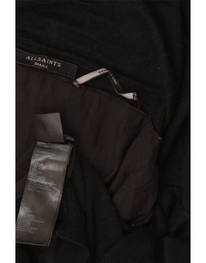 ALL SAINTS Damen Asymmetrischer offener Cardigan-Pullover UK 10 Kleine schwarze Wolle