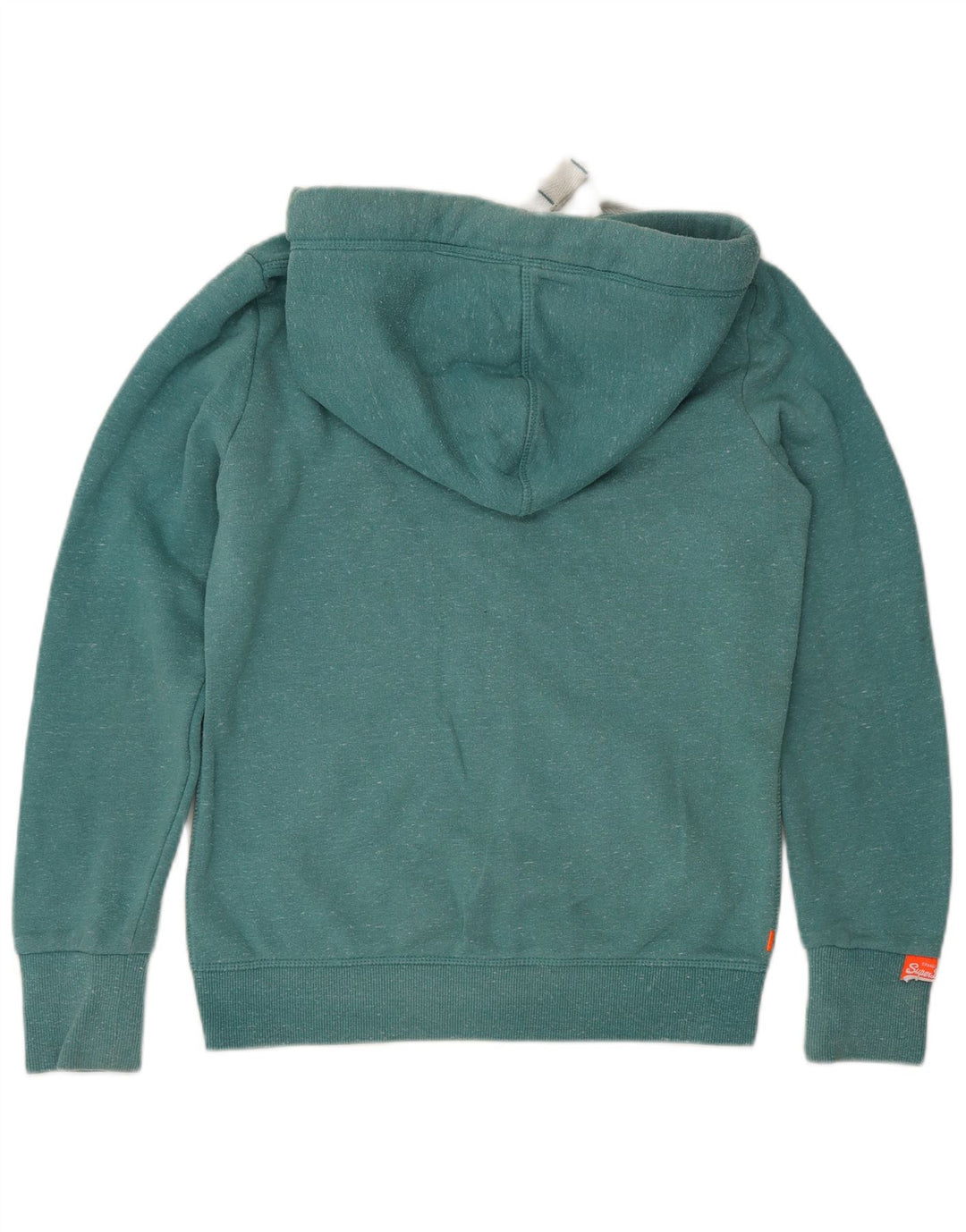 Superdry Herren-Kapuzenpullover mit Reißverschluss, mittelgrün gefleckte Baumwolle