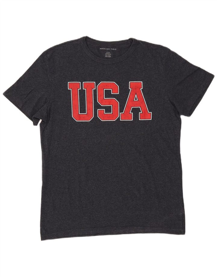 AMERICAN EAGLE Herren Coupe Standard Grafik T-Shirt Top Medium Marineblau