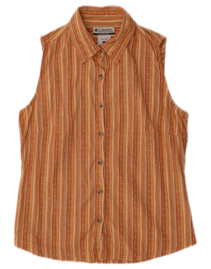 COLUMBIA Damen ärmellose Hemdbluse UK 10 Small Mehrfarbig gestreift