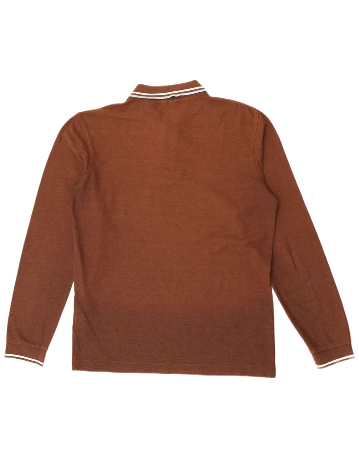 Fila Herren-Langarm-Poloshirt aus mittelbrauner Baumwolle