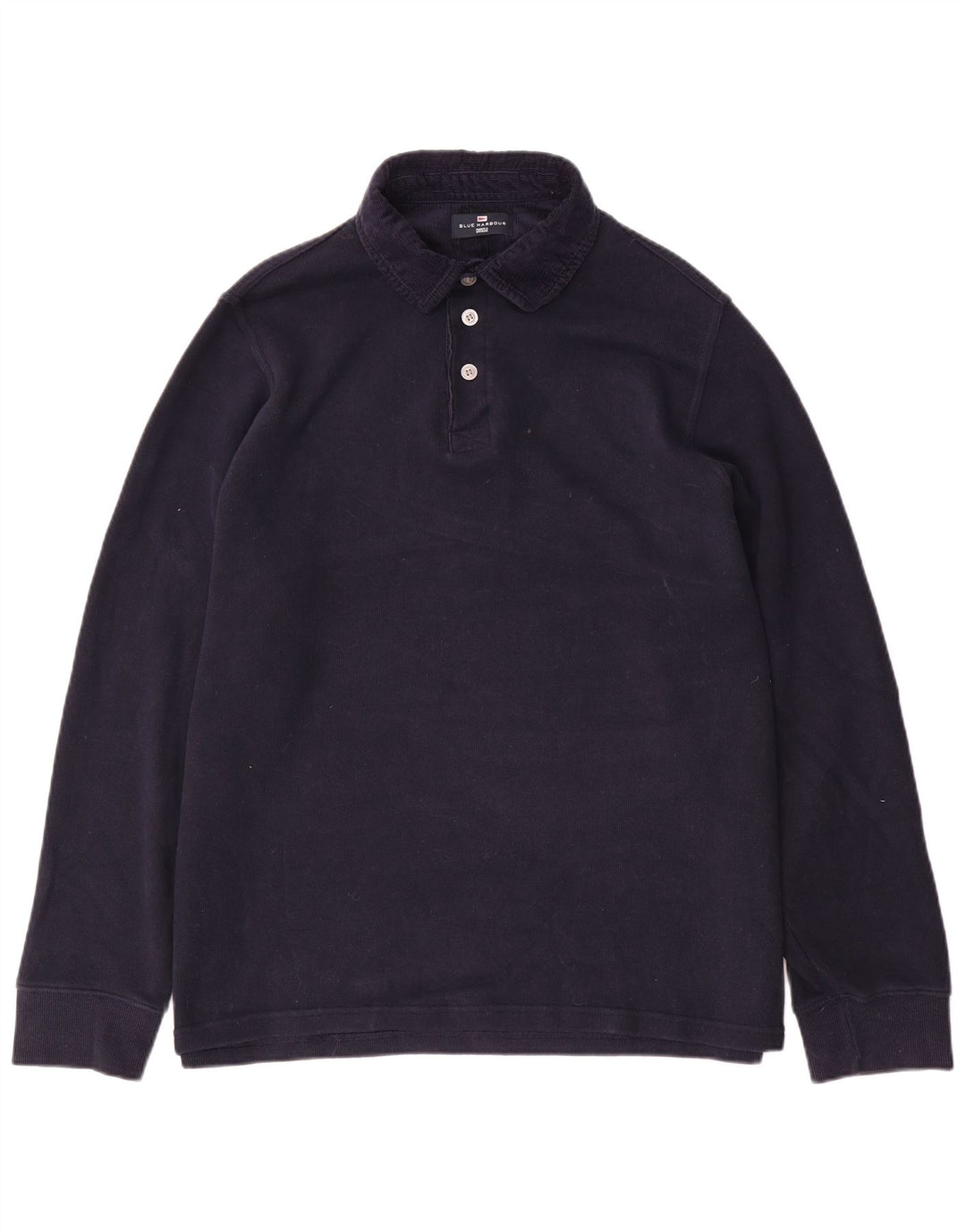 Marks & Spencer Herren Blue Harbor Langarm-Poloshirt, Größe L, Marineblau