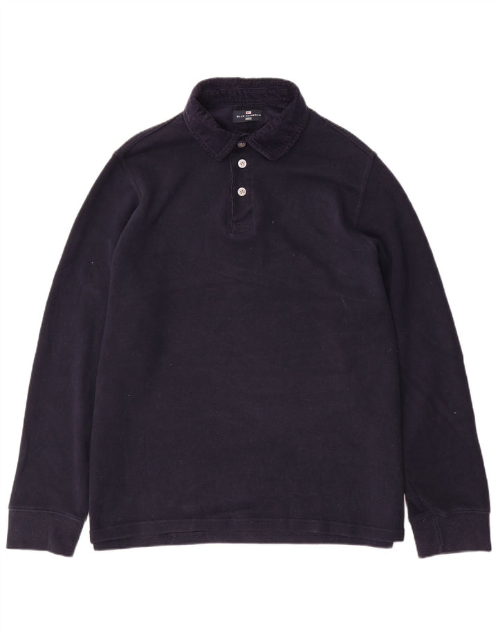 Marks & Spencer Herren Blue Harbor Langarm-Poloshirt, Größe L, Marineblau