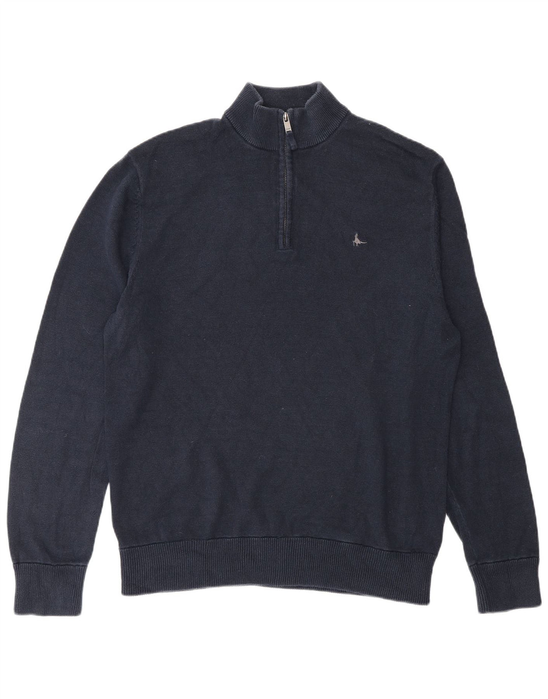 Jack Wills Herren-Pullover mit Reißverschluss am Hals, groß, marineblaue Baumwolle