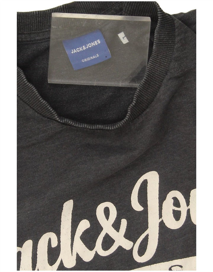 Jack & Jones Herren-Sweatshirt mit Grafik, groß, aus grauer Baumwolle