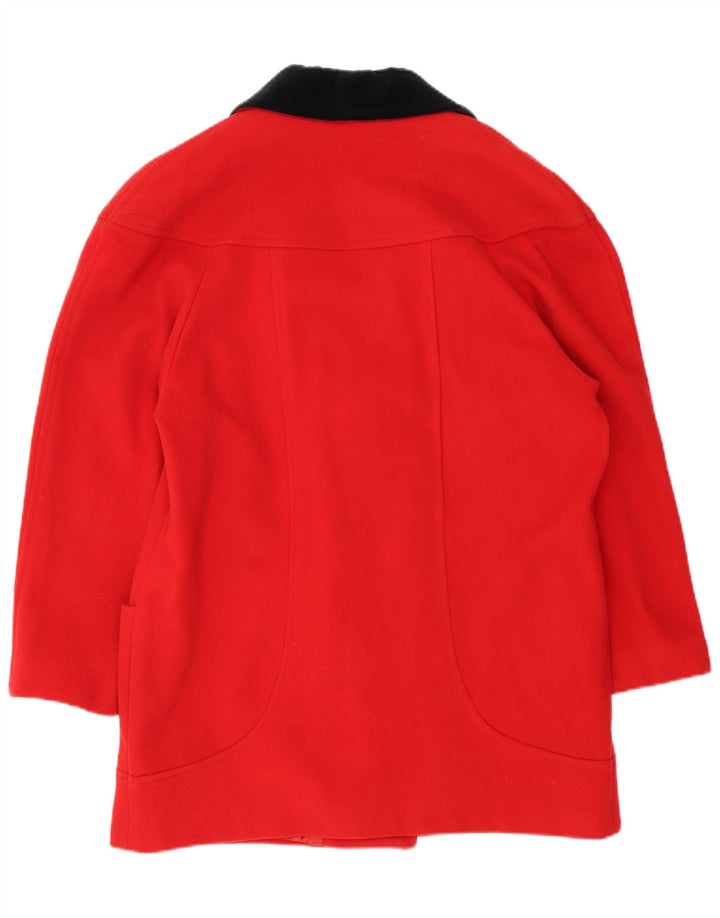 Vintage Damen Zweireihiger Mantel IT 46 Große rote Wolle
