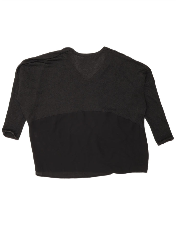 Zara Damen Batwing Top Langarm UK 14 Medium Schwarz