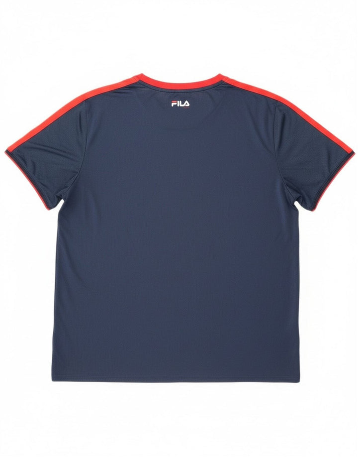 Fila Herren T-Shirt Top 2XL Marineblau Colourblock Polyester