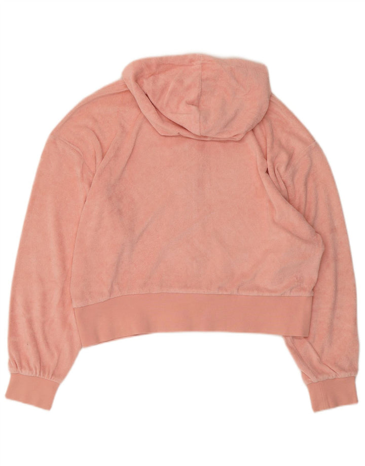 PUMA Damen Crop Velour Zip Hoodie Pullover UK 14 Large Pink
