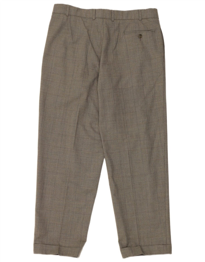 Marks & Spencer Herren-Anzughose mit Pegged-Anzug, W36 L29, grau karierte Wolle