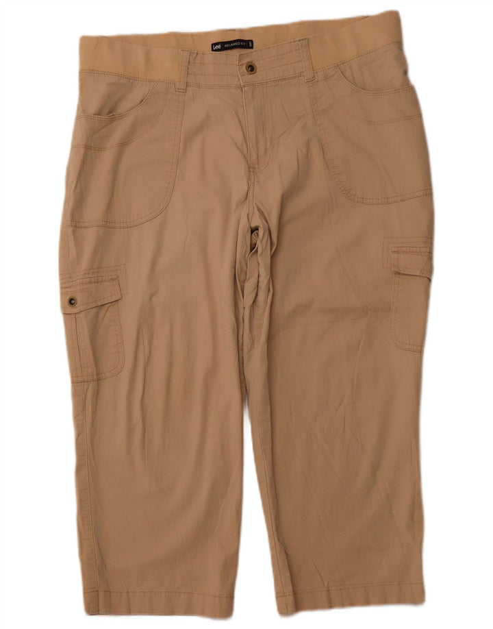 LEE Damen-Cargo-Caprihose mit entspannter Passform, US 16, 2XL, W36, L22, beige Baumwolle