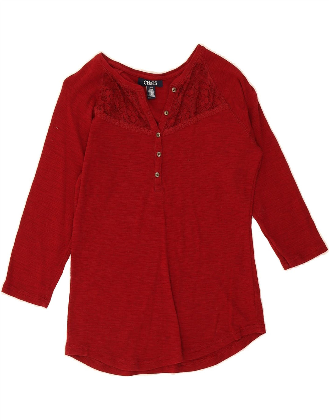 CHAPS Womens Top 3/4 Sleeve UK 10 Small Red Cotton Vintage Chaps and Second-Hand Chaps from Messina Hembry 
