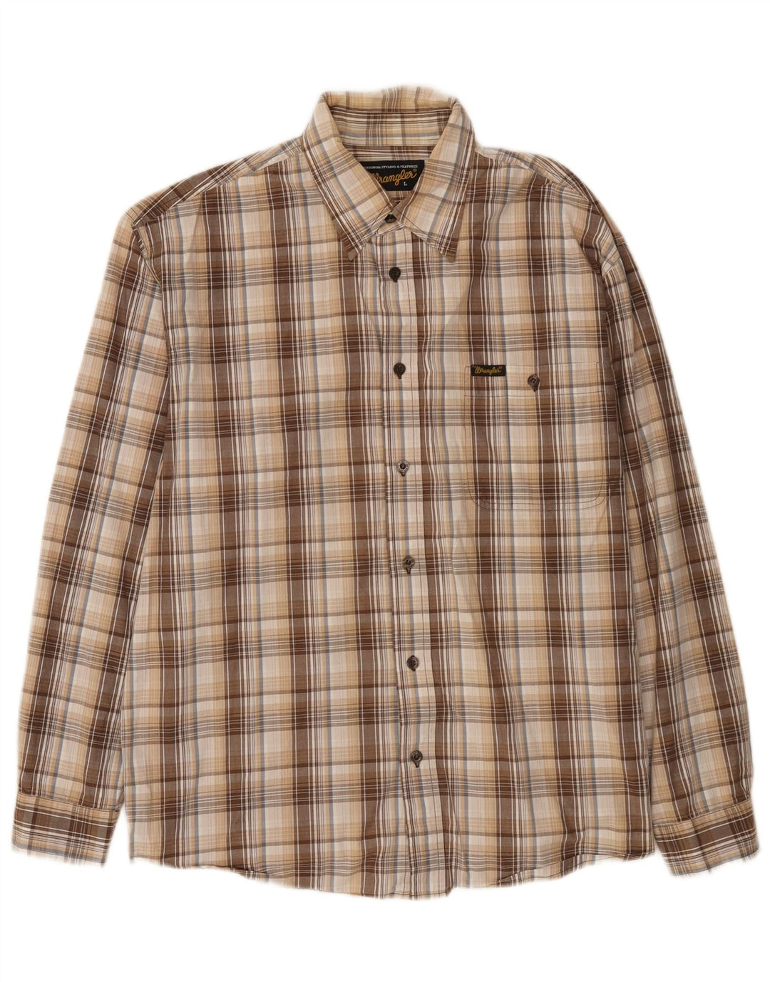 Wrangler Herrenhemd, groß, beige, kariert, Baumwolle