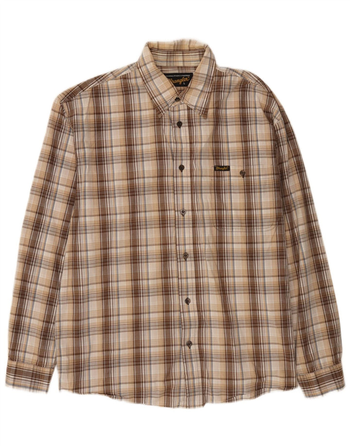 Wrangler Herrenhemd, groß, beige, kariert, Baumwolle