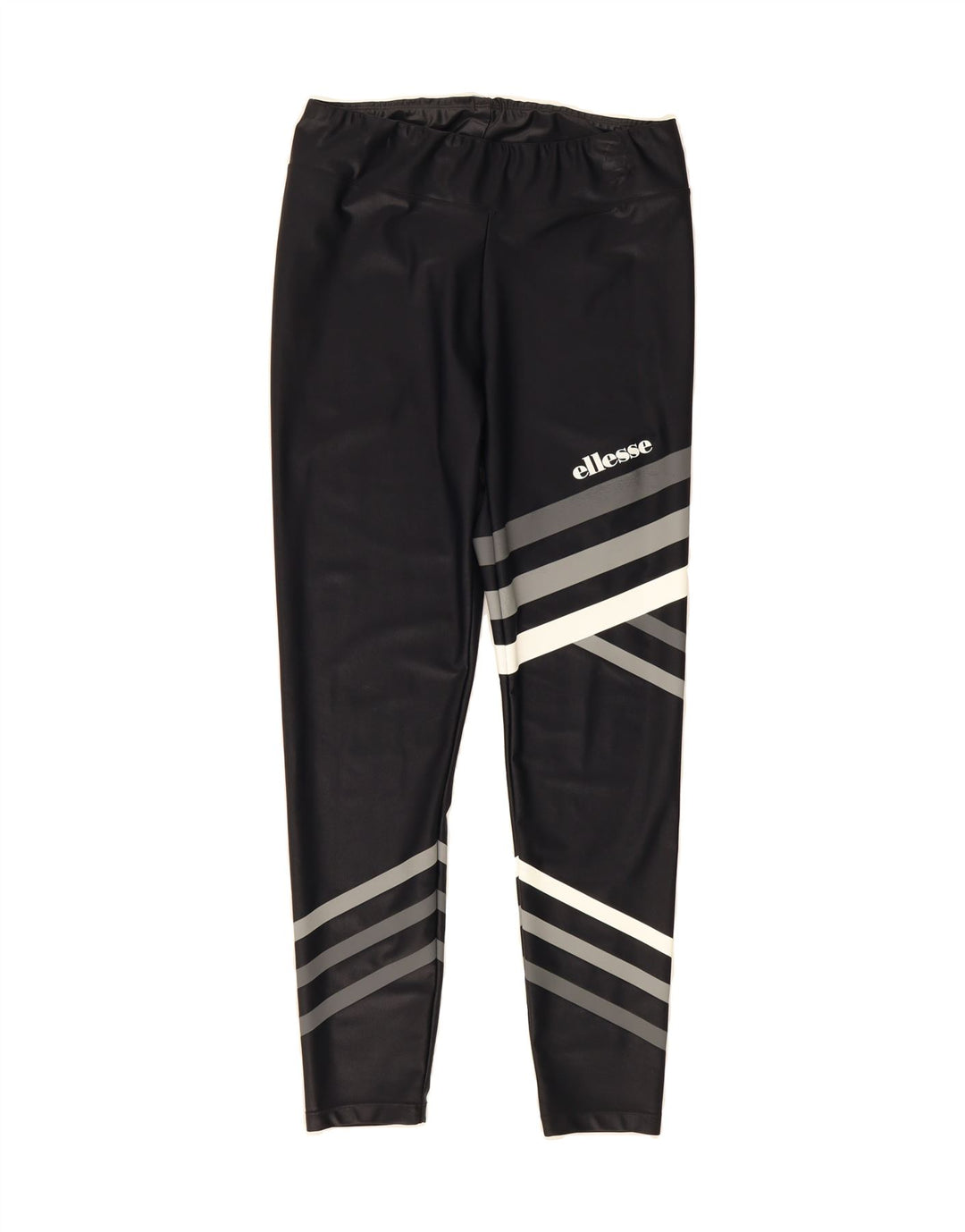 ELLESSE Womens Leggings UK 10 Small  Black Striped Nylon Vintage Ellesse and Second-Hand Ellesse from Messina Hembry 