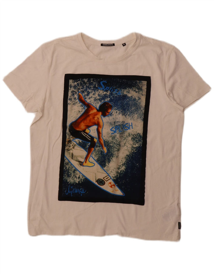 CHIEMSEE Mens Graphic T-Shirt Top Medium White Cotton