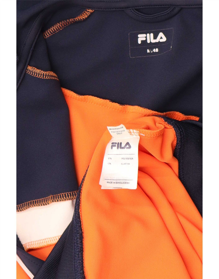 Fila Herren-Kapuzenpullover mit Reißverschluss, mittelorangefarbenes Farbblock-Polyester