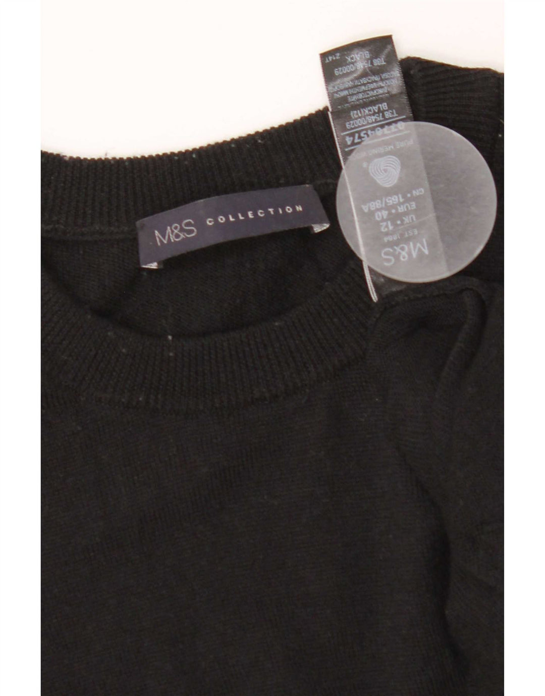 Marks & Spencer Damen Pulloverkleid UK 12 Mittelschwarze Merinowolle