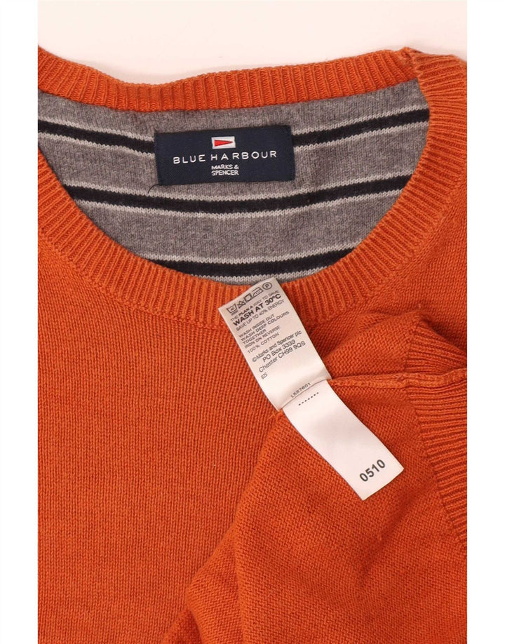 Marks & Spencer Herren Blauer Harbour Pullover mit Rundhalsausschnitt, Größe L, Orange