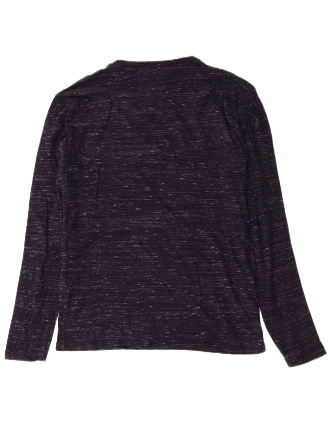 Superdry Herren-Oberteil mit langen Ärmeln, klein, marineblau gesprenkelte Baumwolle