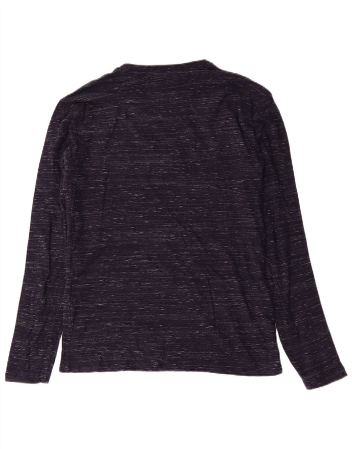 Superdry Herren-Oberteil mit langen Ärmeln, klein, marineblau gesprenkelte Baumwolle
