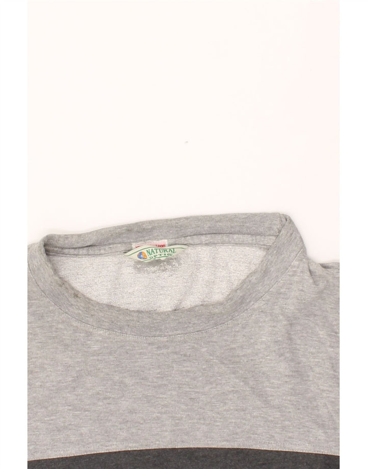 VINTAGE Mens Graphic Sweatshirt Jumper Large Grey Colourblock Vintage Vintage and Second-Hand Vintage from Messina Hembry 