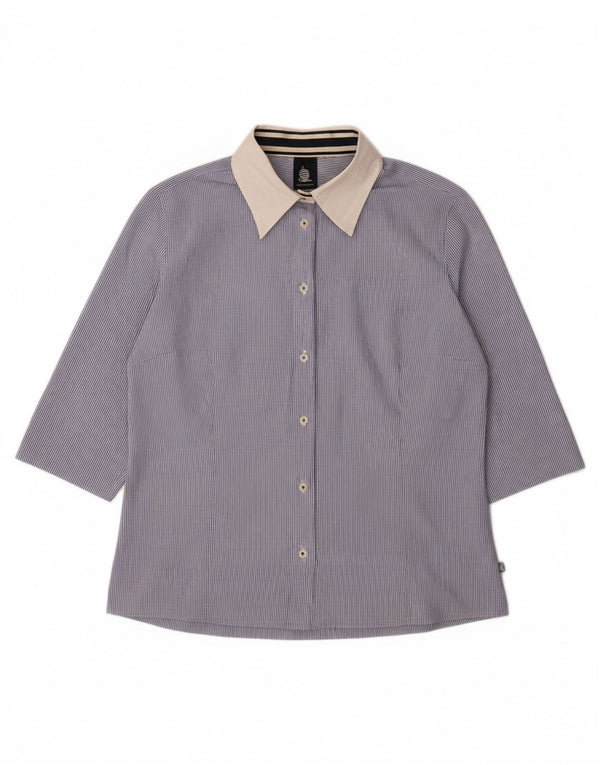 MARINA YACHTING Damen-Hemdbluse mit 3/4-Ärmeln, UK 18, XL, blaue Nadelstreifen