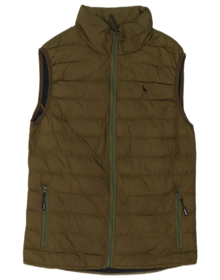 Jack Wills Herren Wattierte Weste UK 38 Mittelgrünes Nylon