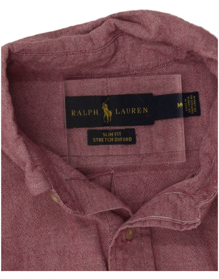 Ralph Lauren Slim-Fit-Hemd für Herren aus mittlerer burgunderroter Baumwolle
