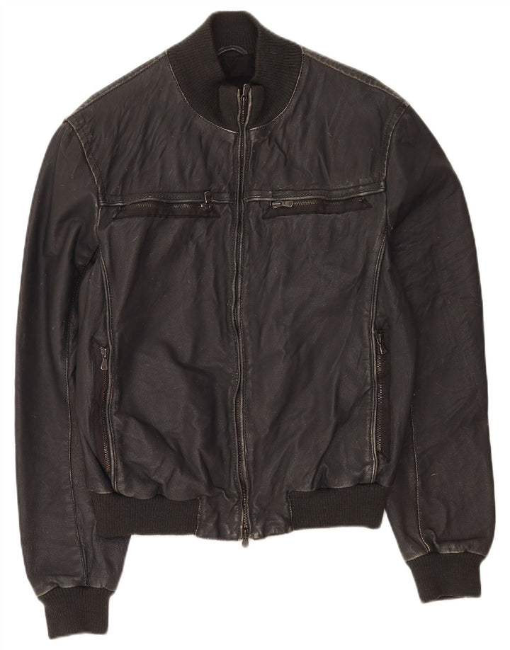 Vintage Herren Lederjacke IT 50 Großes schwarzes Leder