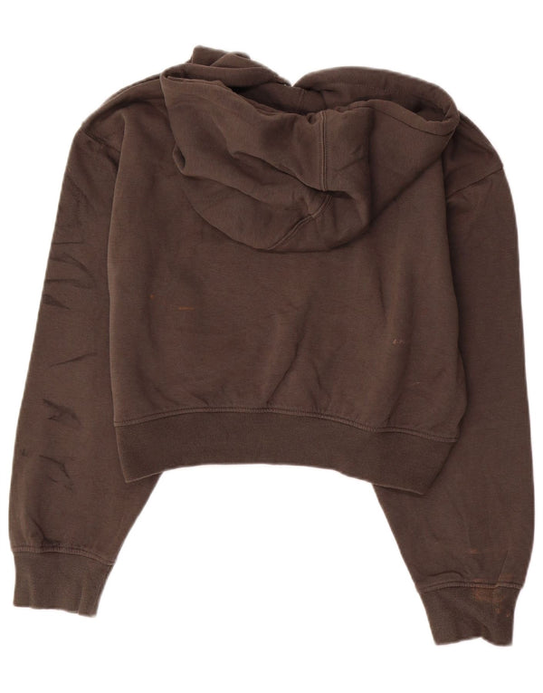 Zara Damen Crop Hoodie Pullover UK 16 Large Grau