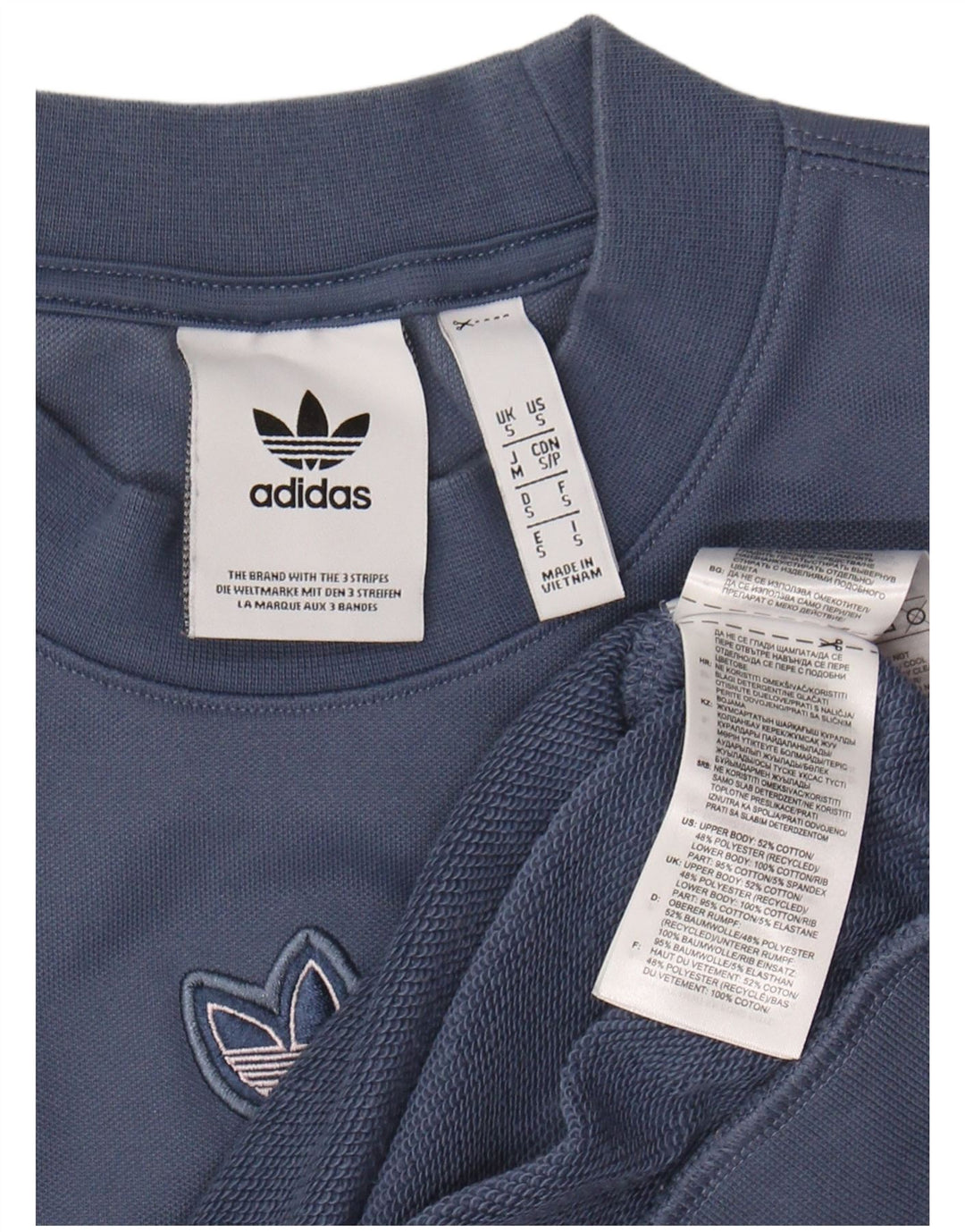 ADIDAS Womens Oversized Graphic Sweatshirt Jumper UK 10 Small Blue Cotton