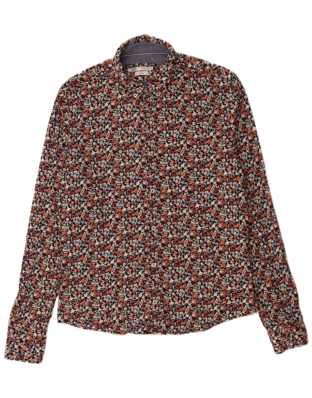Zara Slim-Fit-Hemd für Herren, mittelgroß, mehrfarbig, Blumenmuster