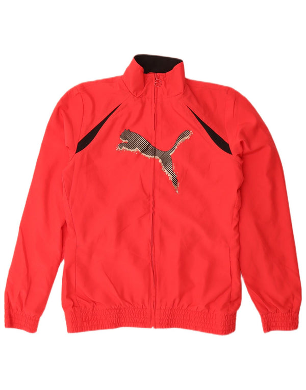 Puma Jungen Grafik-Trainingsanzug-Top-Jacke, 15–16 Jahre, rotes Farbblockdesign