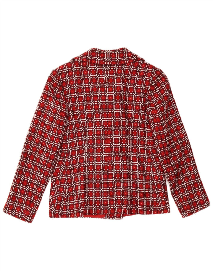 VINTAGE Damen Zweireihige Blazerjacke UK 6 XS Rot kariert