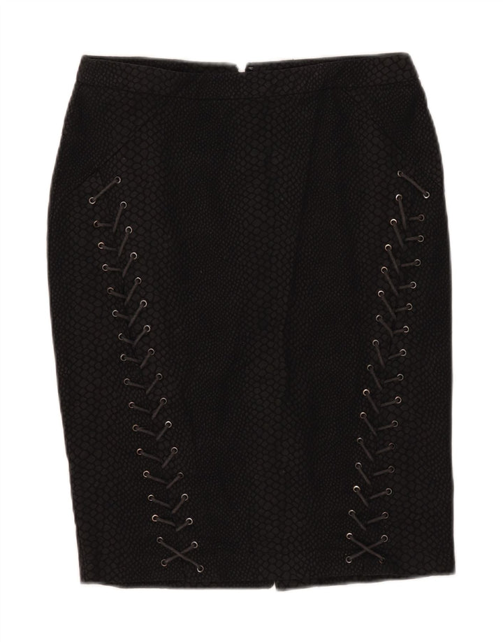 Zara Damen Bleistiftrock Small W28 Schwarz Animal Print