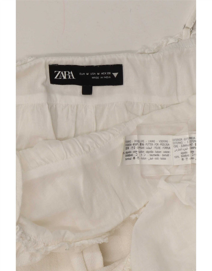 Zara Damen Sommerkleid UK 12 Mittelweiße Baumwolle