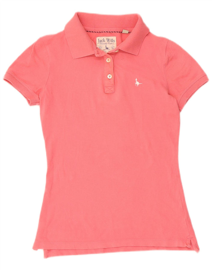 JACK WILLS Damen Poloshirt UK 8 Small Rosa Baumwolle