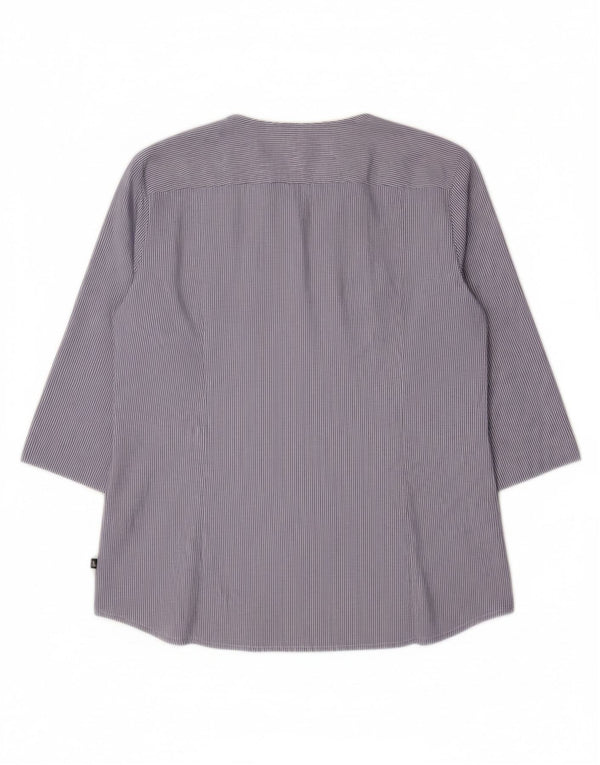 MARINA YACHTING Damen-Hemdbluse mit 3/4-Ärmeln, UK 18, XL, blaue Nadelstreifen