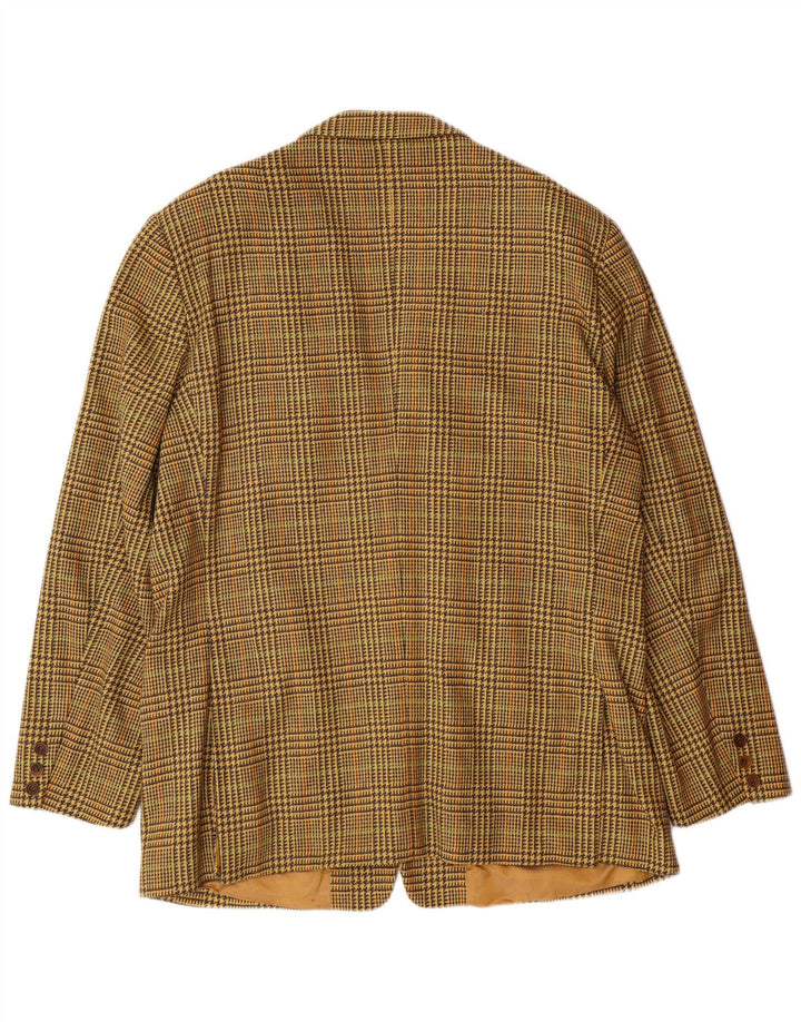 BYBLOS Herren-Blazer mit 3 Knöpfen, Größe 54, 2XL, gelber Hahnentrittmuster