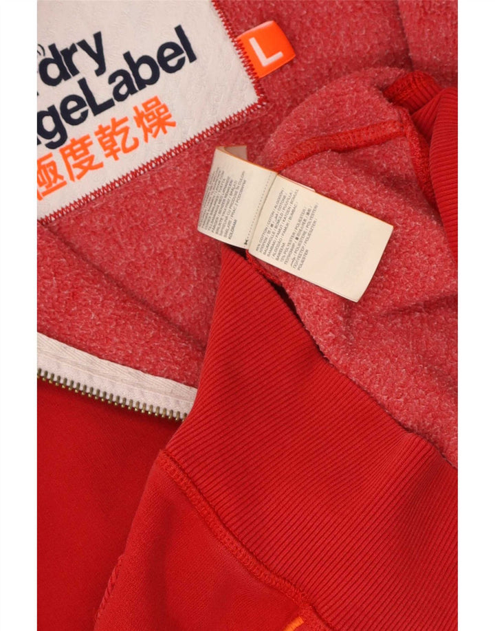Superdry Herren-Kapuzenpullover mit Reißverschluss, groß, aus roter Baumwolle