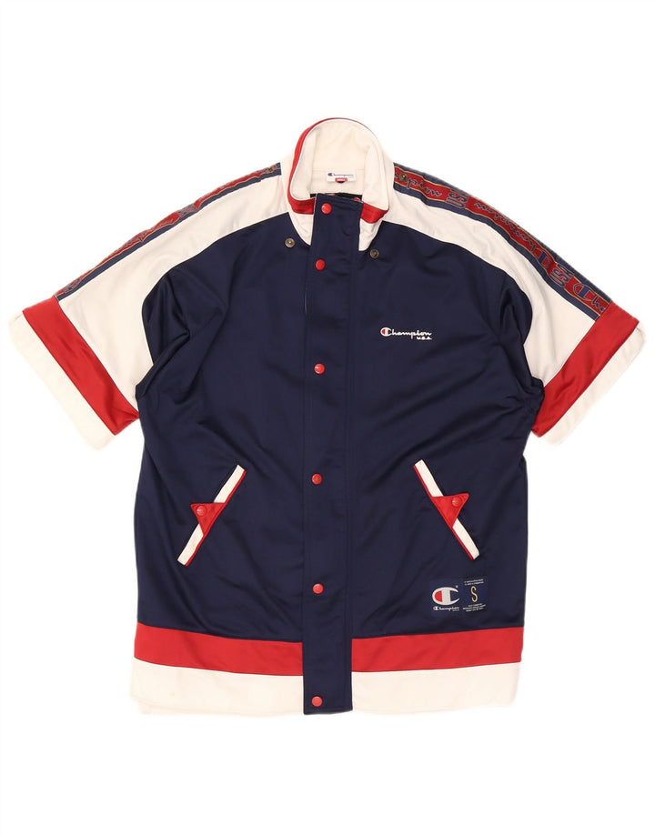 Champion Kurzarm-Trainingsanzugoberteil für Herren, Jacke, Größe S, Marineblau, Farbblock