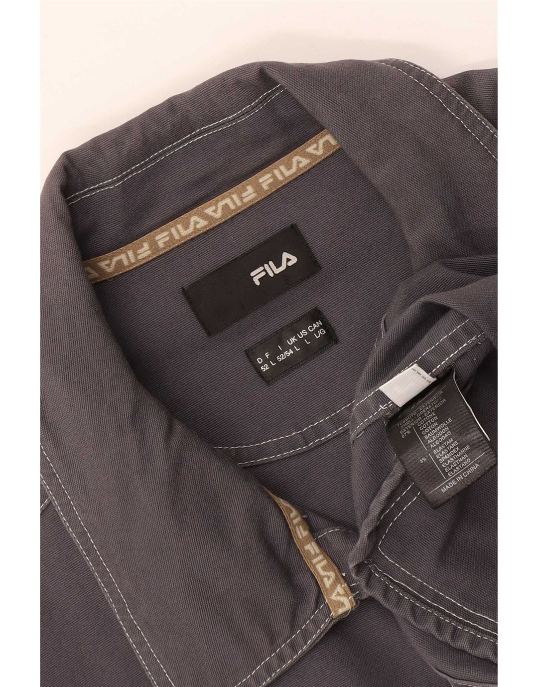 Fila Herren Utility Jacke UK 40 Large Grau Baumwolle