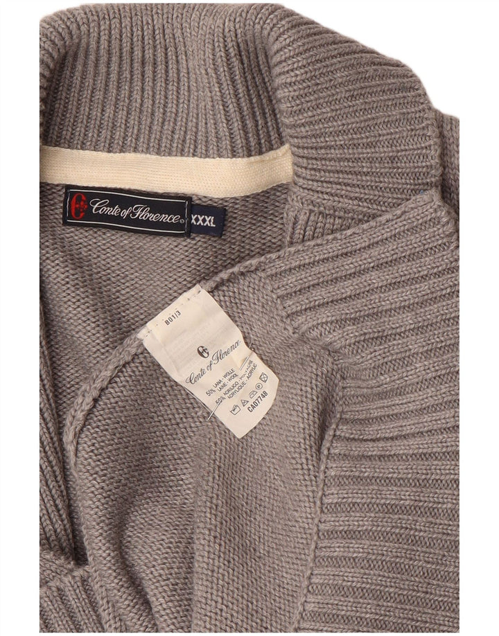 Conte of Florence Herren-Cardigan-Pullover 3XL aus grauer Wolle