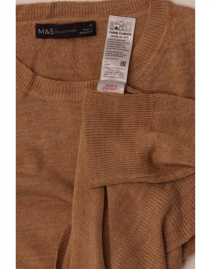 Marks & Spencer Damen-Pullover mit Rundhalsausschnitt, UK 12, Mittelbeige, Acryl